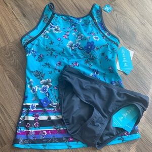 Two piece blue bathing suit